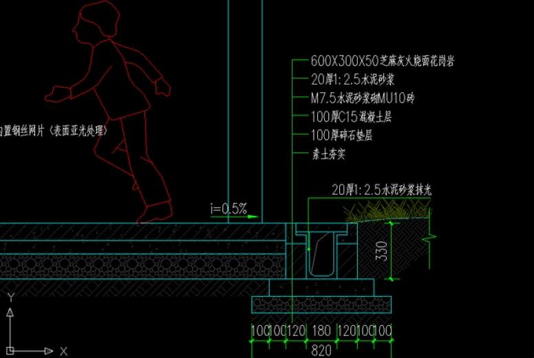 標(biāo)準(zhǔn)籃球場施工圖及籃球架、排水溝圖紙